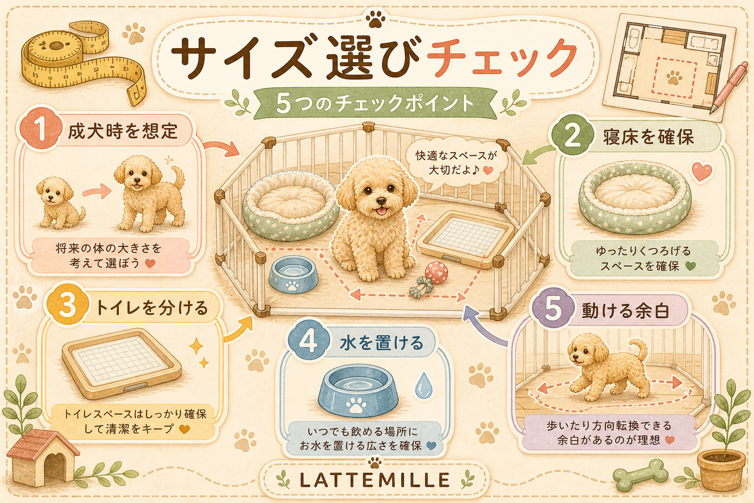 サイズ選びの5つのチェックポイント の図解